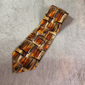 Jerry Garcia Tie Squirrel Maze Abstract Retro Silk Brown Orange